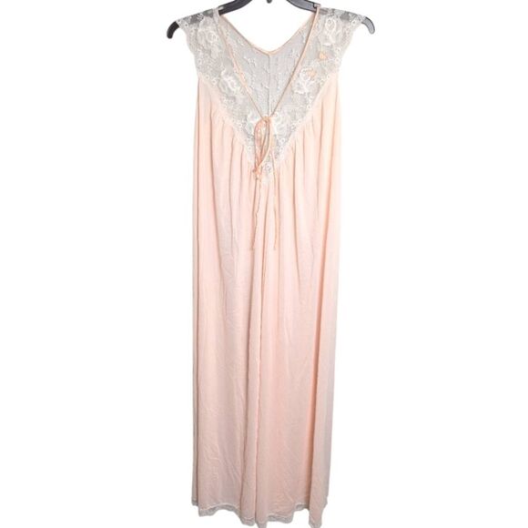 Lucie Ann Vintage Peach Nylon Lace Trim Nightgown Sleepwear Womens S - Picture 1 of 7